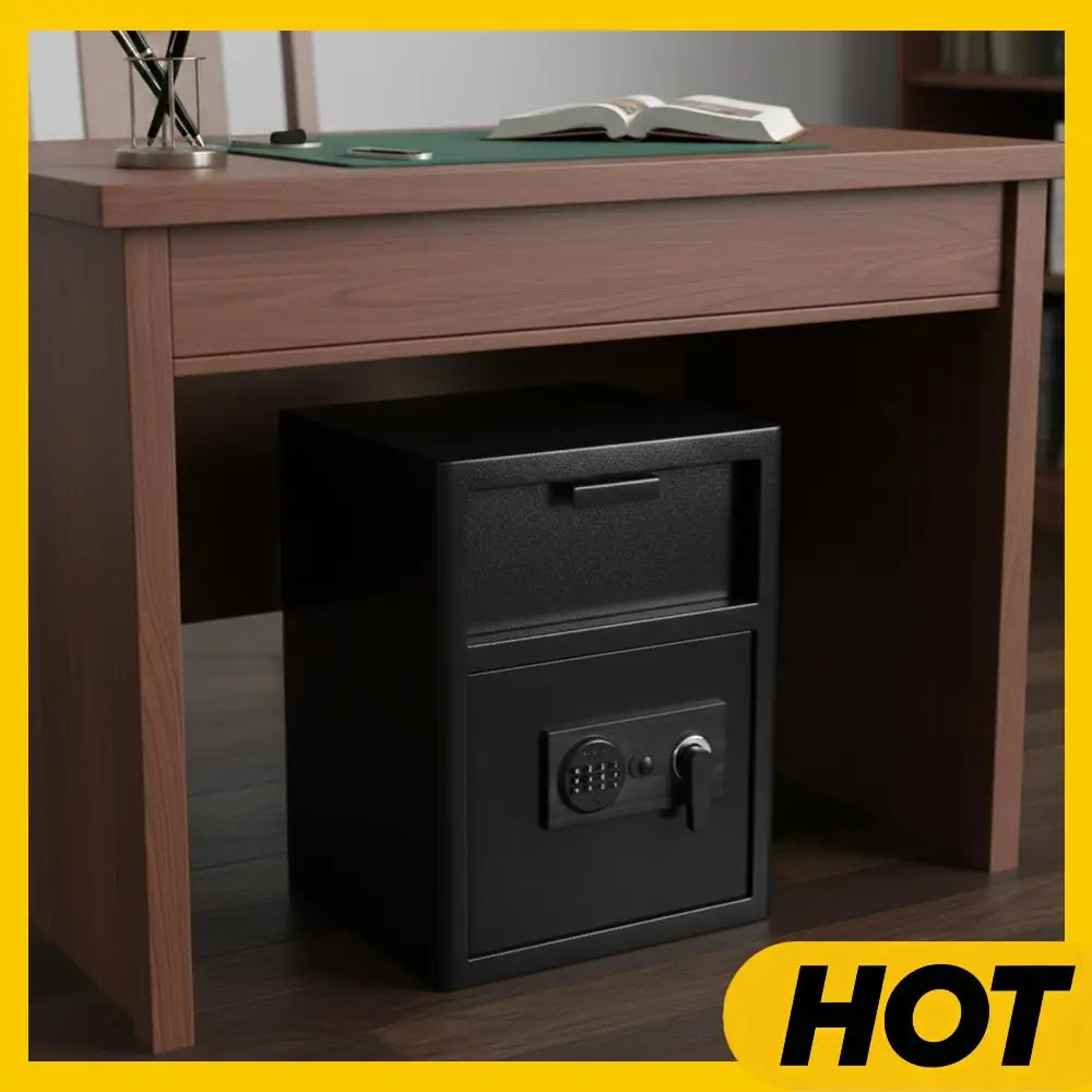 

Сейф для бизнеса повышенной прочности с цифровым кодовым замком и отсеком для вложения, для наличных, чеков, квитанций, для офиса, дома, бизнеса