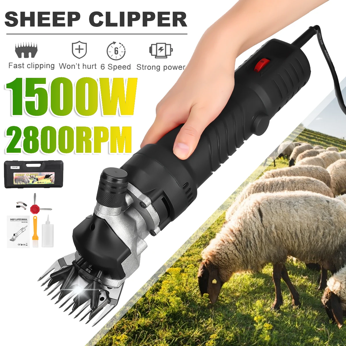 

1200W 220V Electric Shears Goat Clippers Farm Supplies Sheep Animal Shave Grooming