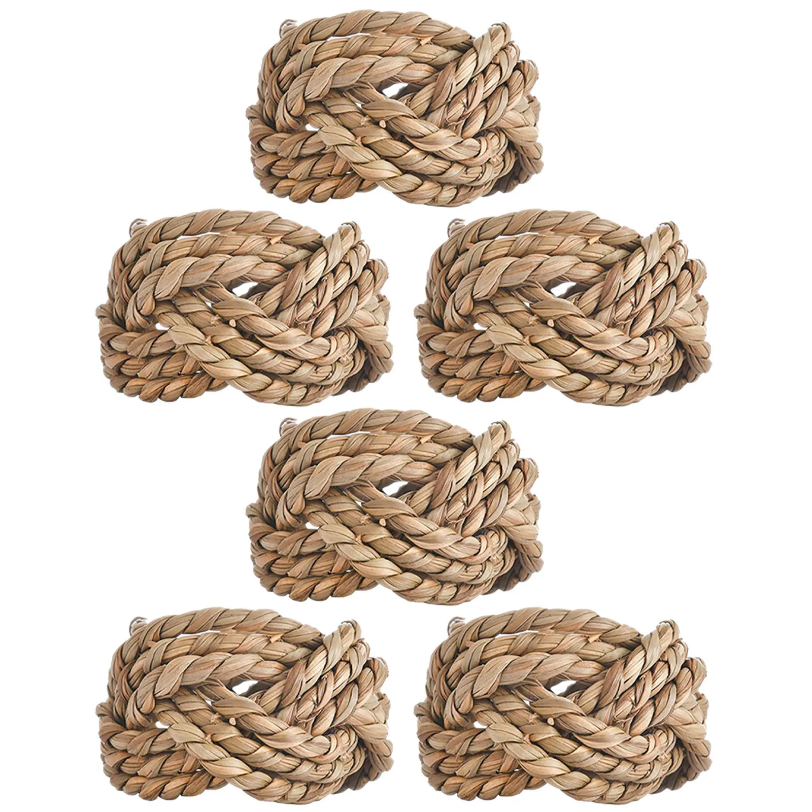 

6Pcs Napkin Rings Decorative Handmade Straw Woven Rustic Holder Dining Table Wedding Party Dinner Buckles Napkin Rings