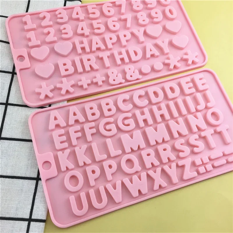 Numeric Letters Happy Birthday Flip Sugar Mold Silicone Chocolate Modeling Mold DIY Baking  Tool