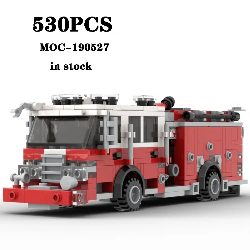 MOC-190527 American City Fire Truck Construction Assembly Building Blocks 530PCS Adult Birthday Gift Children Christmas Toy Gift