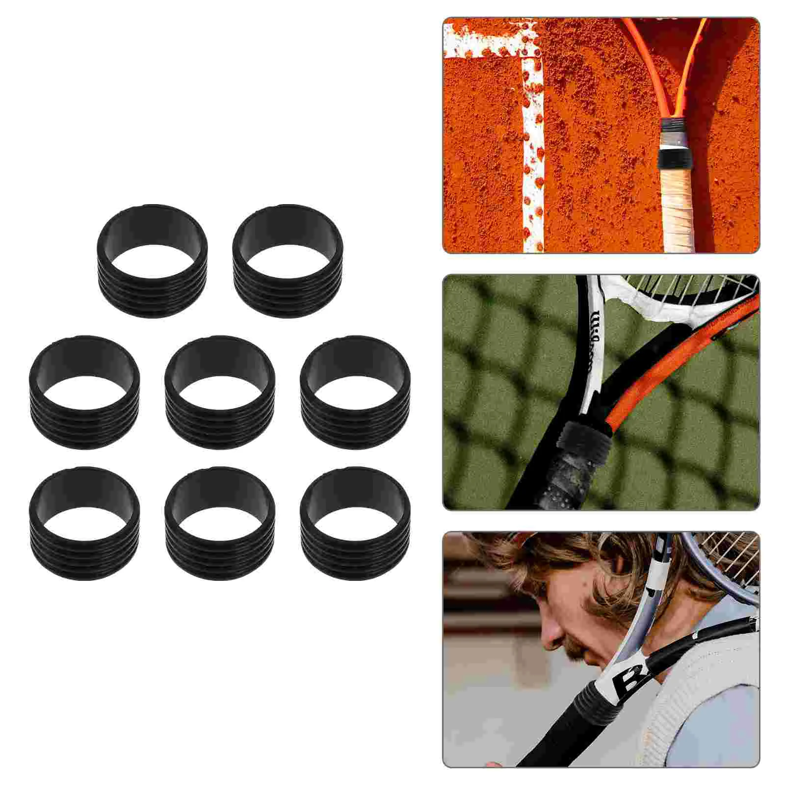 8 Pcs Tennis Racket Rubber Ring Grips Accessory Small Badminton Bands Overgrips Rings Handle