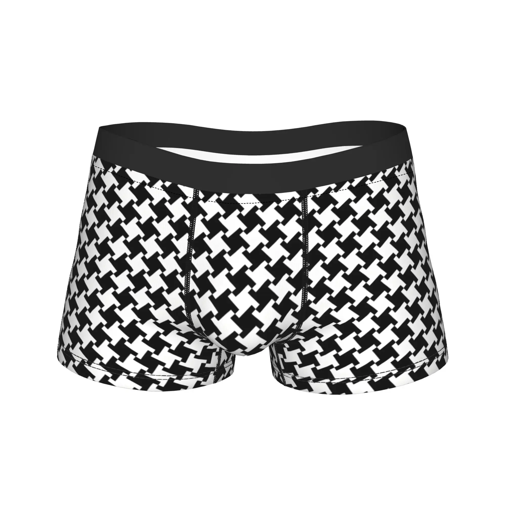 Irregular Houndstooth Geometric Pattern Boxer Brief Underwear High Quality Men's Comfortable Boxershorts Design Oversize Panties