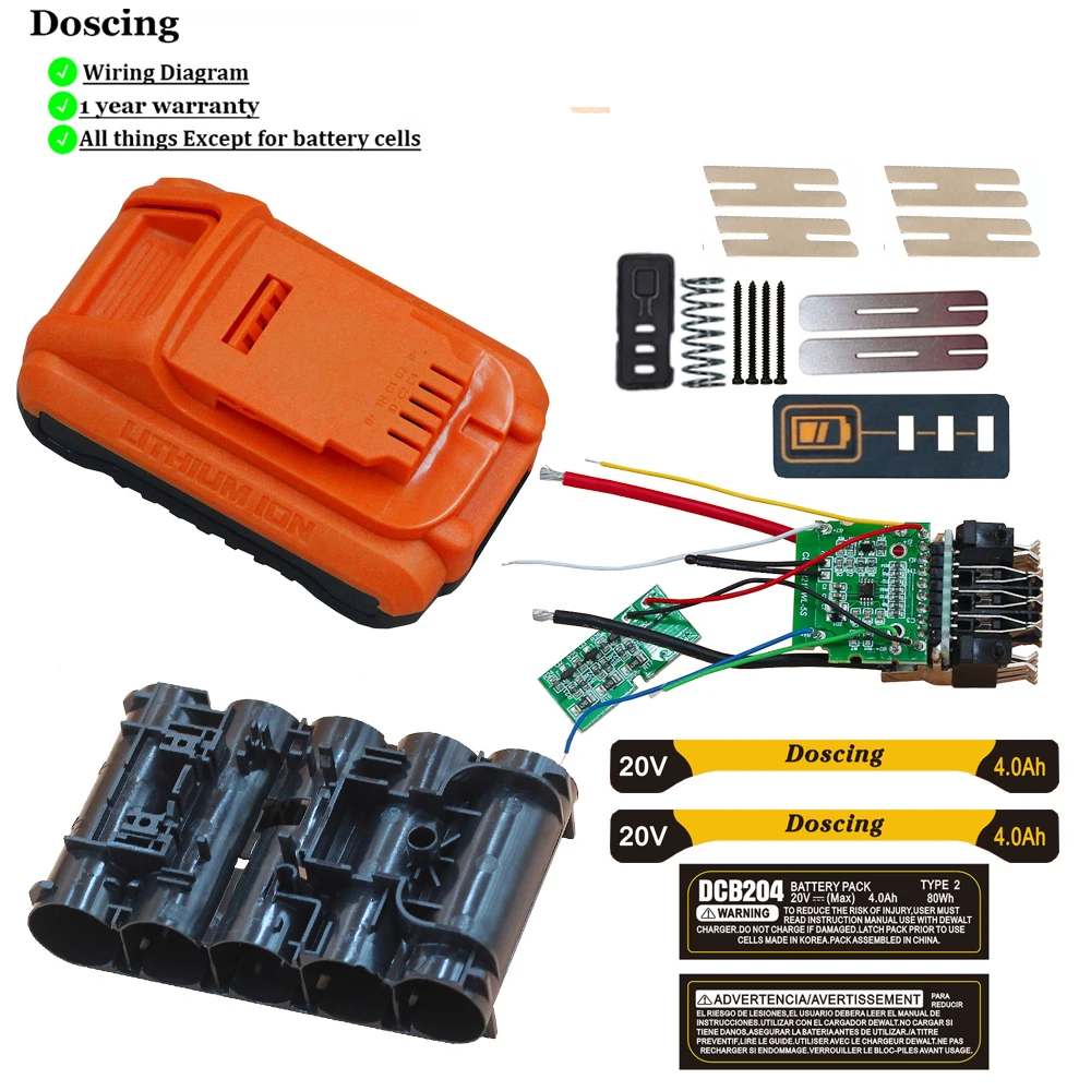 

DCB200 21700 Li-ion Battery Plastic Case PCB Charging Protection Circuit Board Box Shell For Dewalte 18V 20V DCB200 DCB183