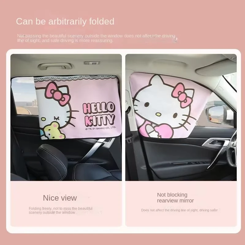 Hello Kitty Car Window Sunshade Sun Protection Heat Insulation Light Blocking Privacy Cartoon Anime Car Accessories Sanrio