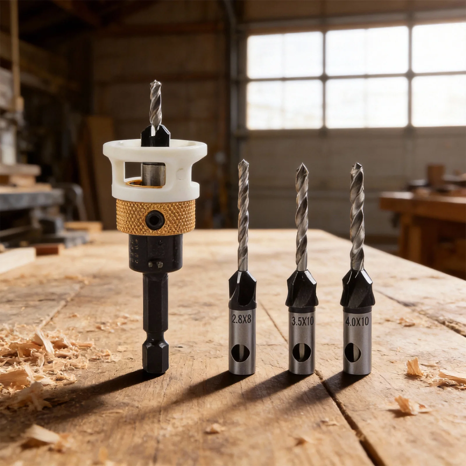 Adjustable Countersink Drill Bits Depth Stop Drill 3.6*8mm Adjustable Drill Bits Non-Slip Grip Professional Results