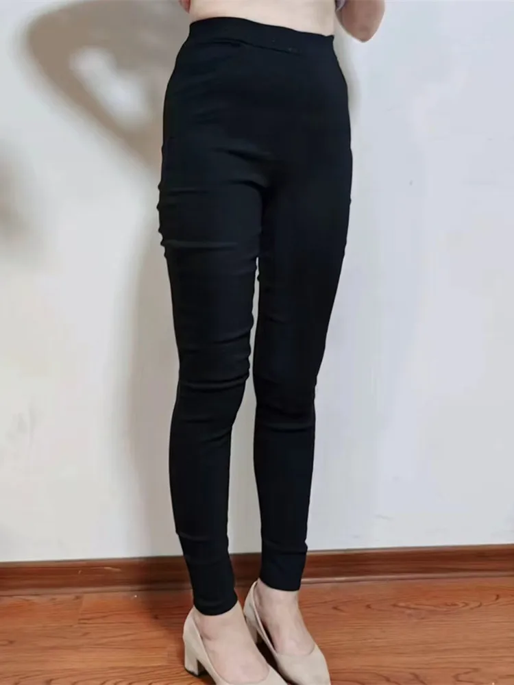 High Waist Black Solid Leggings Women Fall White Skinny Stretch Pencil Pants Trousers Female Casual Wear P8823