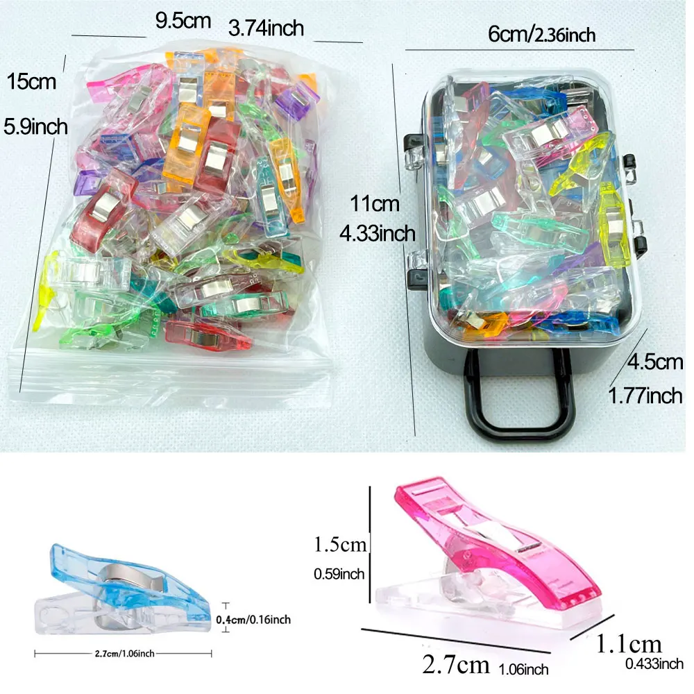 60pcs Mixed Plastic Quilter Holding Clamps Sewing Craft Multifunctional Office Clips Organizer