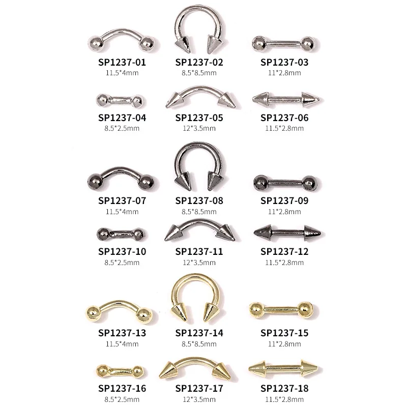 30 pçs estilo punk acessórios do prego piercing liga studs metal curva seta rebite peças encantos para unhas arte decoração suprimentos