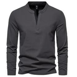 Nowa jesienna modna męska koszulka Polo w jednolitym kolorze z długim rękawem Slim Fit bawełniane koszulki Polo hip-hopowy Top na co dzień 5XL