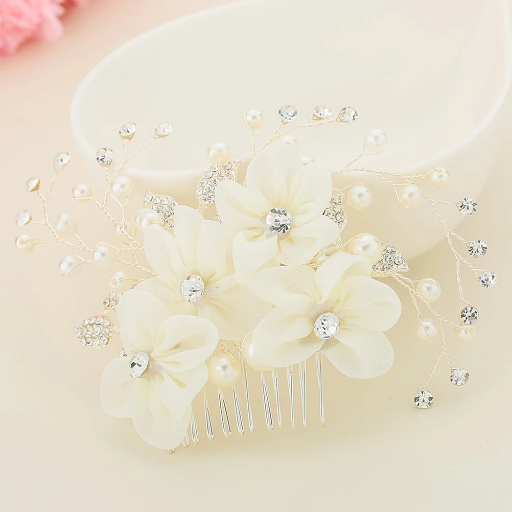 

1 pc Pearl Rhinestone Hair Comb Elegant Alloy Bridal Headdress For Wedding Party Dance Photo Prop Exquisite Hair Accessory
