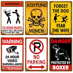 Warning Retro Tin Sign For Home Room Wall Decor Art Metal Sign Vintage Bars Garage Cafe Club Man Cave Pubs Mural Plate Poster