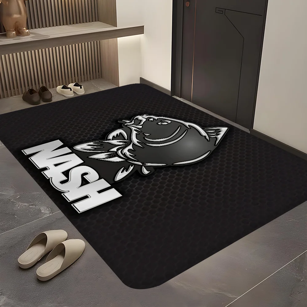 Nash Fishing Logo  Floor Mat Bathroom Mat Kids Room Bedroom Decoration Balcony Anti-Slip Doormat Living Room Bedside Area Rugs