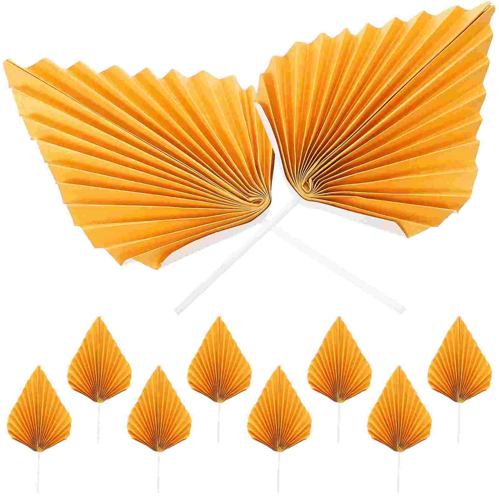 

10 PCS Boho Decorations Golden Palm Leaves Flower Cake Paper Happy Birthday Party Baking Style Leaf Luau Bohemian Pink Baby