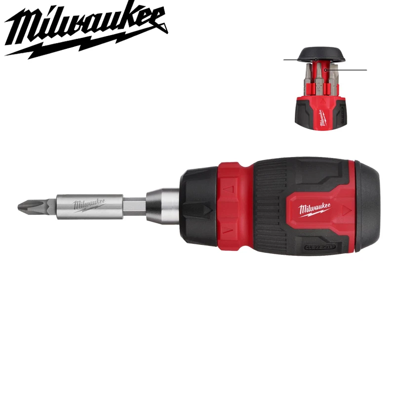 Milwaukee 48-22-2913 8-in-1 Ratcheting Compact Multi-Bit Screwdriver Multifunctional Removable Tool Part Accessory