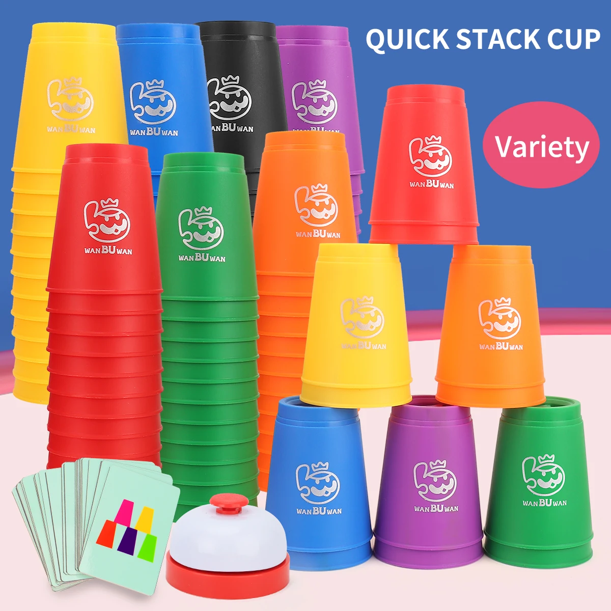 2.0 Tazze impilabili 12 PCS Tazze Tazze di velocità Gioco di formazione Logica Reazione rapida Cognizione del colore Giocattoli educativi per i regali dei bambini
