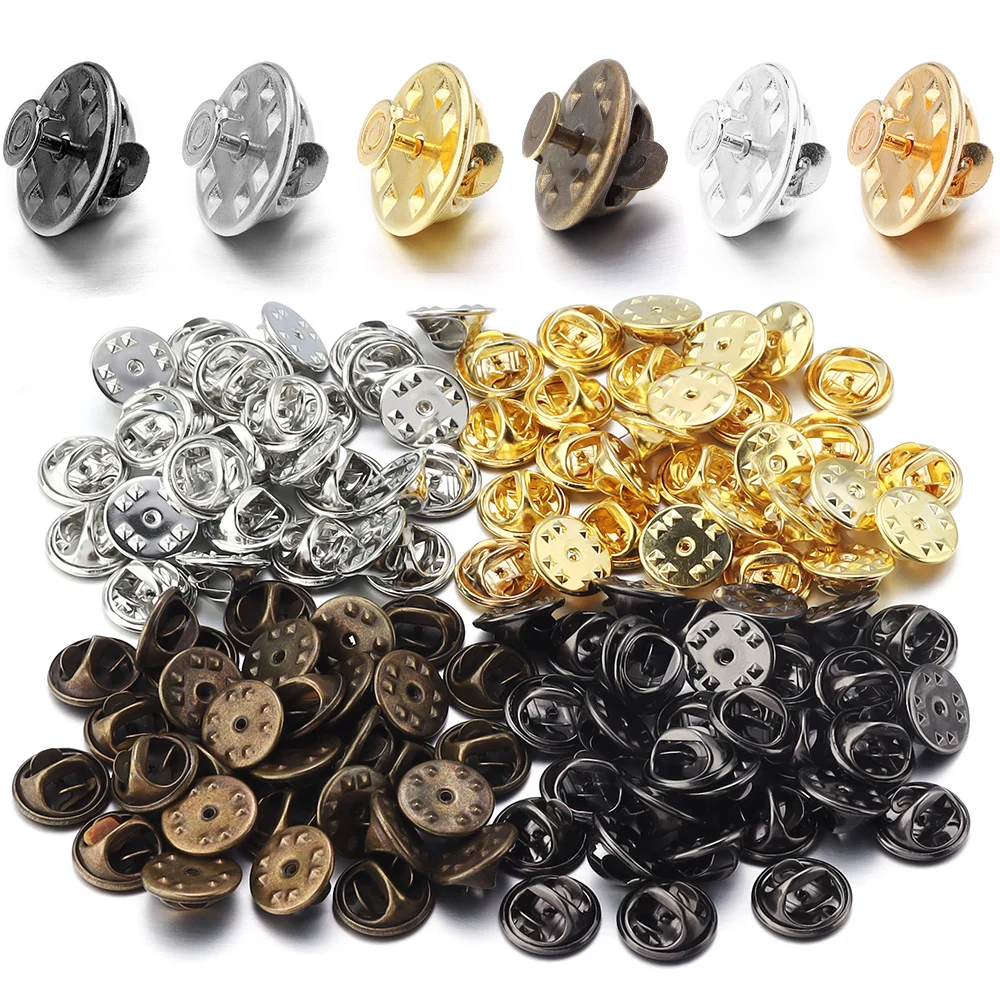 

50pcs Metal Brooch Pin Base Safe Lock Brooches Pins Cufflink Settings Butterfly Tie Tacks Jewelry Making Garment Accessories