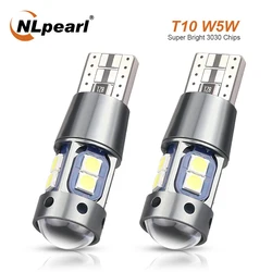 NLpearl 2x Signal Lamp T10 W5W Led Canbus Bulb 12V 10SMD 3030 Chips W5W LED 168 194 Auto Wedge Parking Light Reading Dome Light