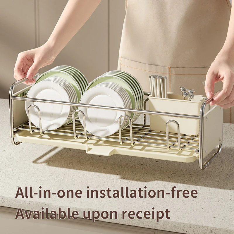 Multifunctional Kitchen Sink Next to The Bowl Drain Tray Rack Sink Storage Dishes Narrow Drying Dishes and Chopsticks Holder