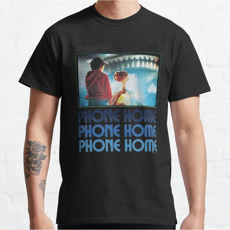 E.T. And Elliot Phone Home ET The Extra Terrestrial 80s Horror movie Alien Sci fi T-shirt for men large size Adult Tops S-6xl