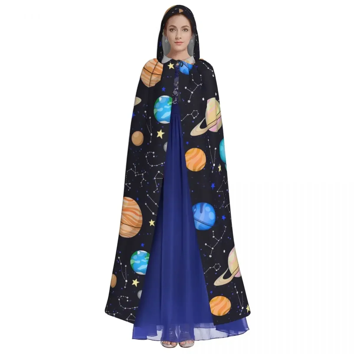 Unisex Adult Solar System Space Planets Universe with Hood Long Witch Costume Cosplay