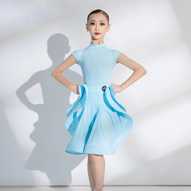 Mädchen Professionelle Latin Dance Wettbewerb Kleidung Mehrere Farben High Neck Split Anzug Chacha Leistung Kostüme DN22456