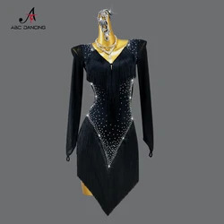 New Latin Dance Dress Ballroom Practice Wear Line Suit Prom Costume Woman Evening Skirt Fringe Clothes Girl Kid Samba Custonized