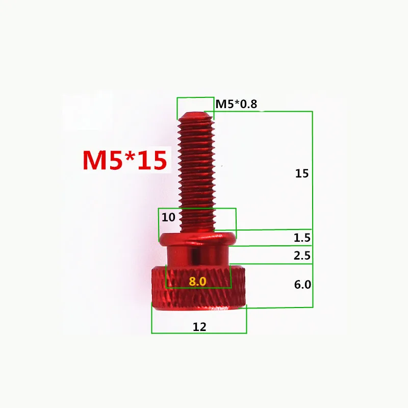 1Pcs -20Pcs M5x12mm/15mm/20mm Colourful Aluminum Knurled Head Computer Case Screw Hand Tighten Thumb Screws