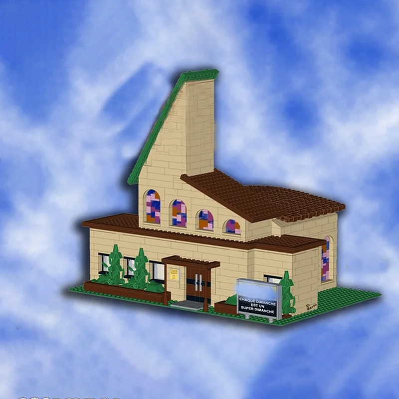 Popular Movie Moc Building Bricks Springfield Church Architecture Model Technology Modular Block Toy DIY Set Assembly Christmas