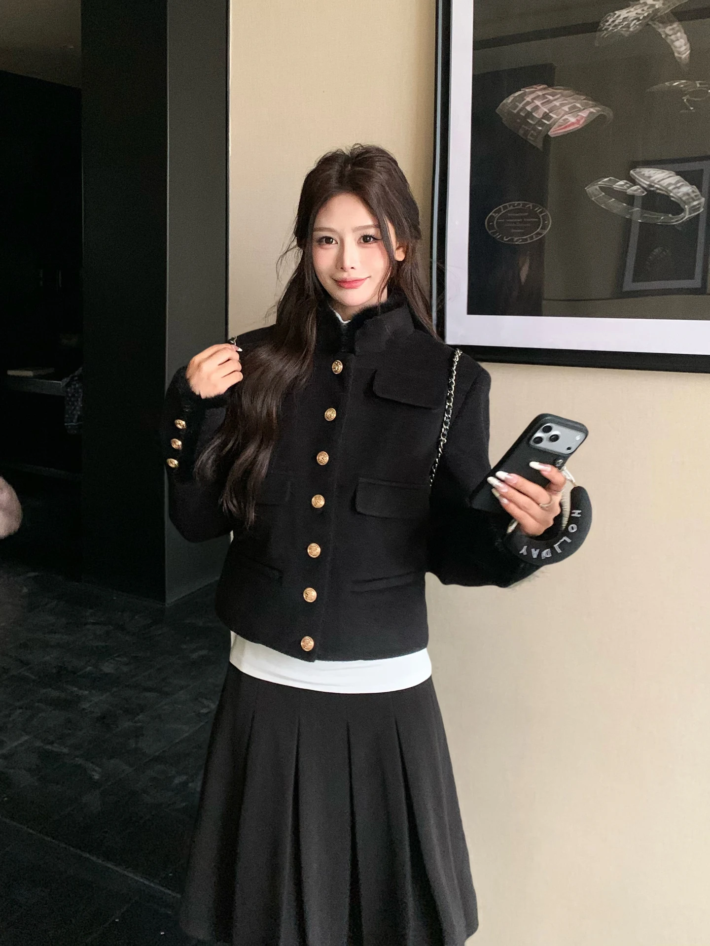 

Bla Cotton Quilted ort Jaet Women's Winter Faion Hepburn Missy Sle Stand Collar Button up Polyester Fiber Coat