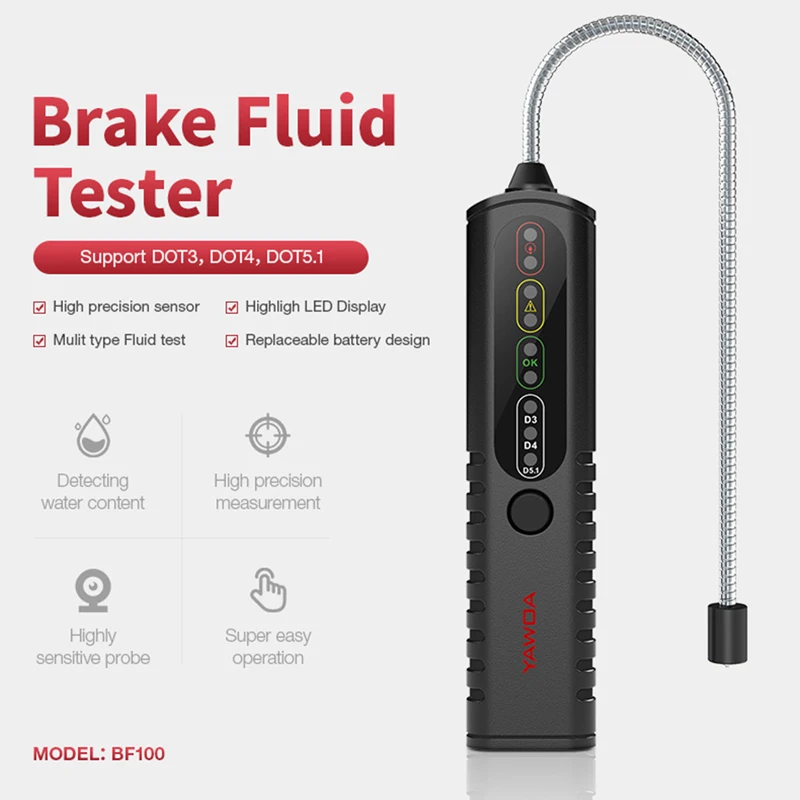 12V Auto Brake Fluid Tester BF100 BF200 Digital Car Brake Oil Tool for DOT3 DOT4 DOT5.1 LED Indicator Car Diagnostic Tools