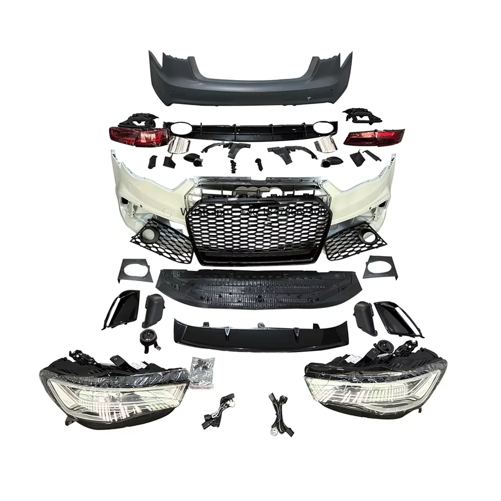 

Car 2012-2015 A6 S6 C7 Front Rear Bumper Headlight Kit RS6 Style Full Body Kit for A6 S6 C7 2012 2013 2014 2015 2016