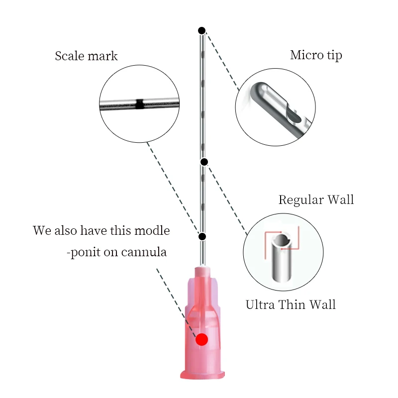 Cânula para enchimento, boa flexibilidade, indolor, micro-ponta, agulha cega, tecnologia coreana, 22G, 25G, 27G, 50mm, 10-100Pcs