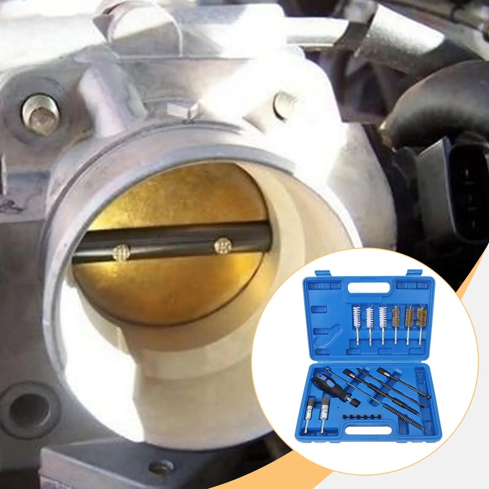 

Набор для чистки сидений инжекторов, прочная, простая в использовании щетка для чистки, профессиональный аксессуар в синей коробке для автомобилей, мотоциклов