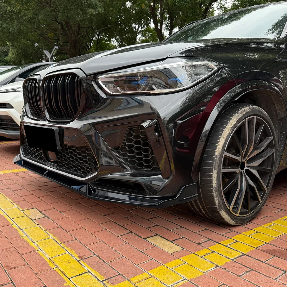 لسيارات BMW X5 M F95 2020-2023 الجبهة حافة مصد السيارة الفاصل المفسد لمعان أسود بولي Material المواد مباشرة صالح التصميم ترقية السيارة الملحقات #3