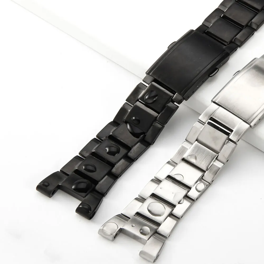 

For Casio GST-B100 Concave Interface Steel Watch Strap for Men GST-W300/S310/400G/410 Watch Bracelet 26x14mm Steel Black