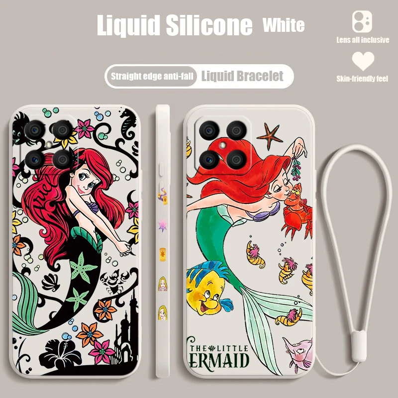 Little Mermaid Girl For Honoe X10 X9A X8A X8 A7A X7 X6S X6 Magic5 Lite Liquid Left Rope Soft Phone Case