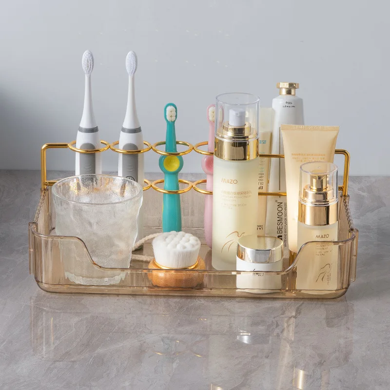 

Bathroom Toothbrush Toothpaste Holder Organizer Makeup Multifunction Shelf Bathroom Shelves Storage Rack Tooth Brush Holder