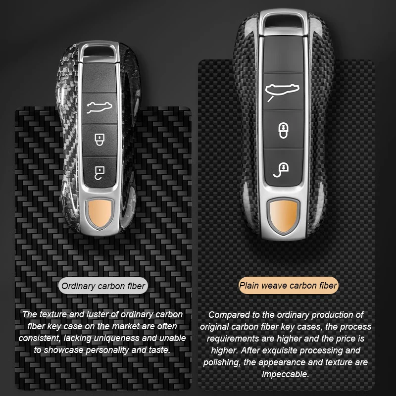 For Porsche Macan Cayenne 718 Boxster Cayman Panamera 911 Taycan Real Carbon Fiber Key Fob Cover Key Housing Cover Shell Case