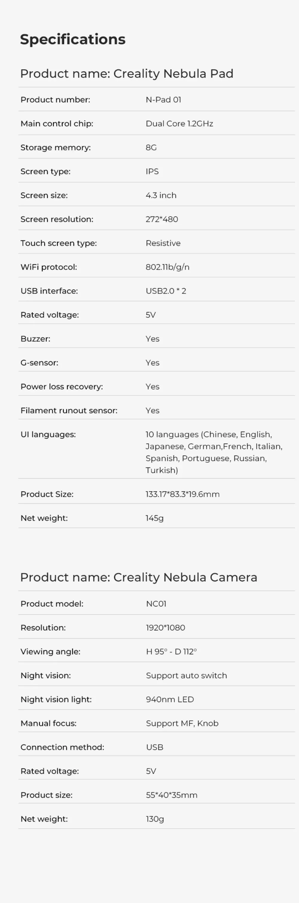 Creality Nebula Smart Kit – 4,3" Touch-Pad Mit Kamera Für Ender 3/V2/V3 SE, WiFi, Zeitraffer & Fernüberwachung