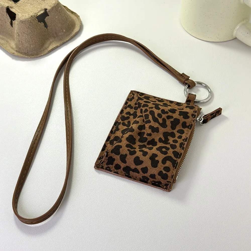 

PU Leather Leopard Print Coin Purse Shoulder Bag Hanging Neck Mini Storage Bag Lipstick Earphone Pouch Korean Style
