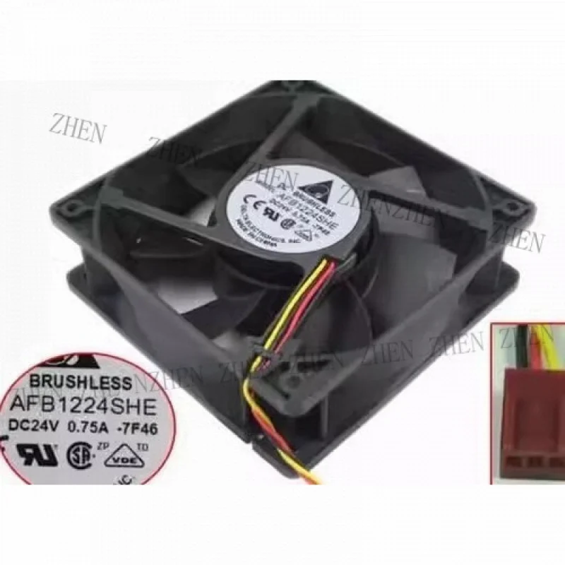 

Y FOR Delta AFB1224SHE -7F46 12038 DC24v 0.75A 3-Wire High Airflow Fan