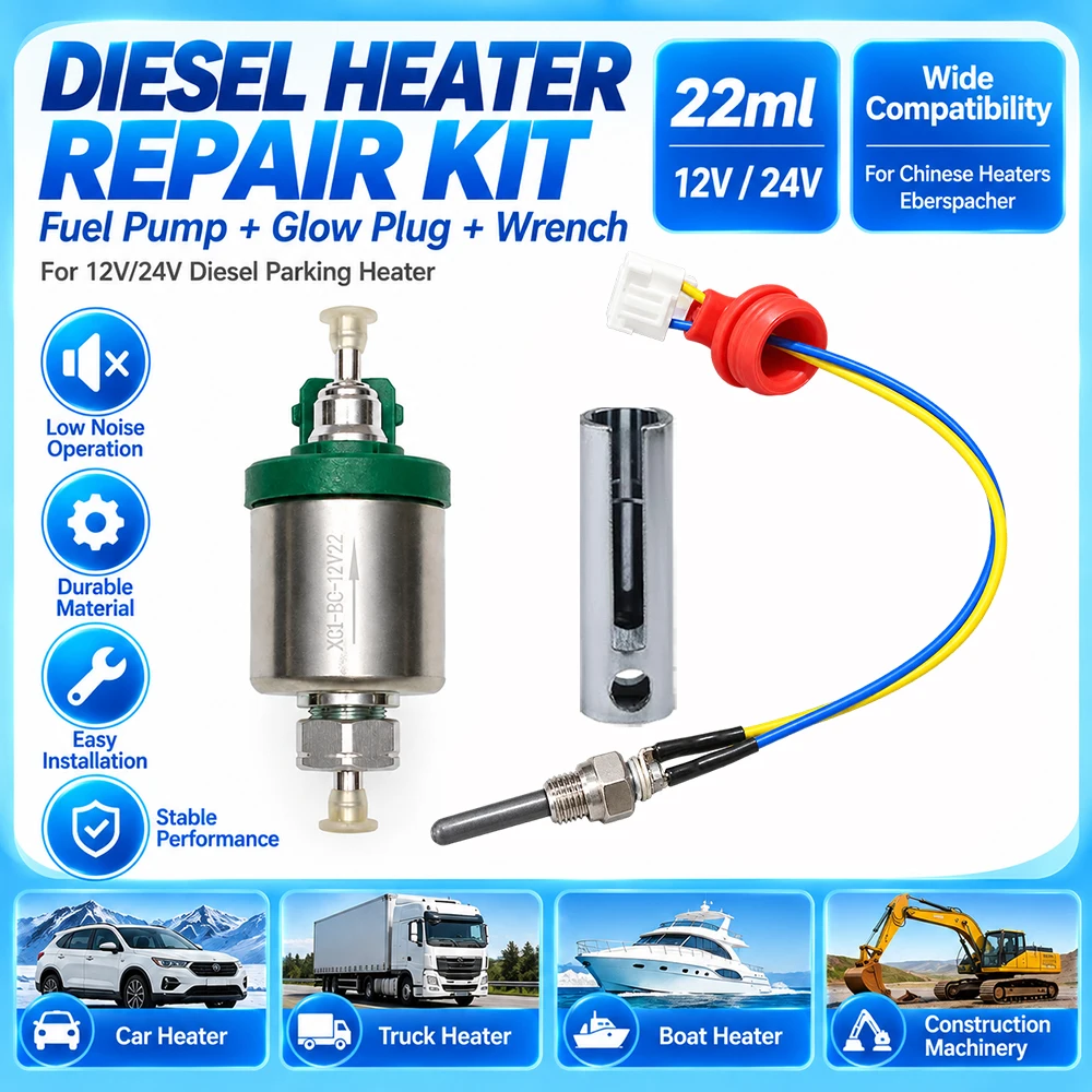 22ml 12V/24V Silent Removable Fuel Pump Glow Plug Wrench Kit for Diesel Parking Heater Webasto Eberspacher