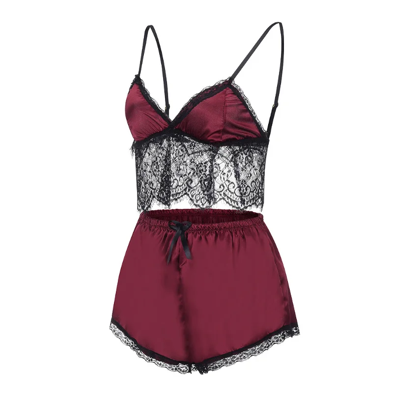 Ensemble de Lingerie Sexy en dentelle, robe de nuit pour femmes, body à cordes, bretelles réglables, ensemble 2 pièces, pyjama, Corset, vêtements Mujer