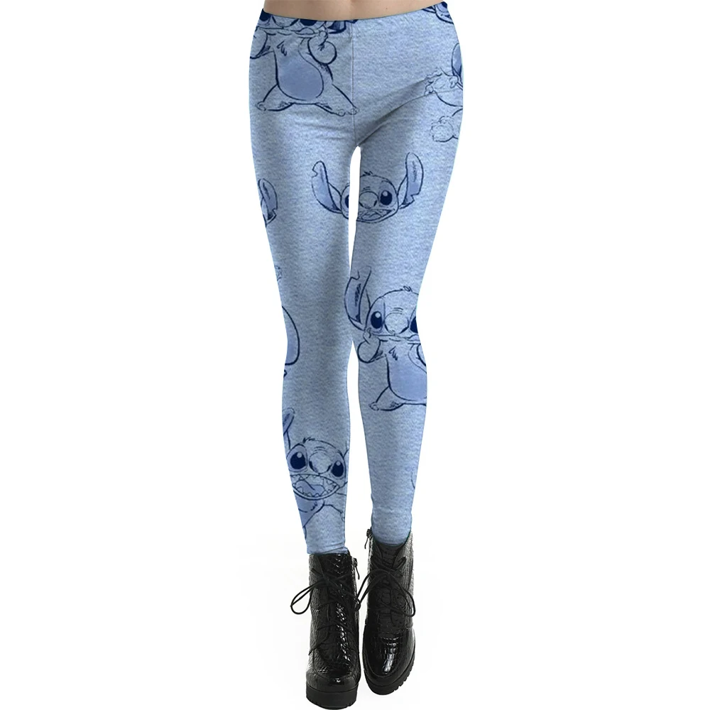 Disney Stitch slim-fit legging met elastische taille met cartoonprint voor dames die dagelijks gebruik reizen Cartoon strakke dameslegging