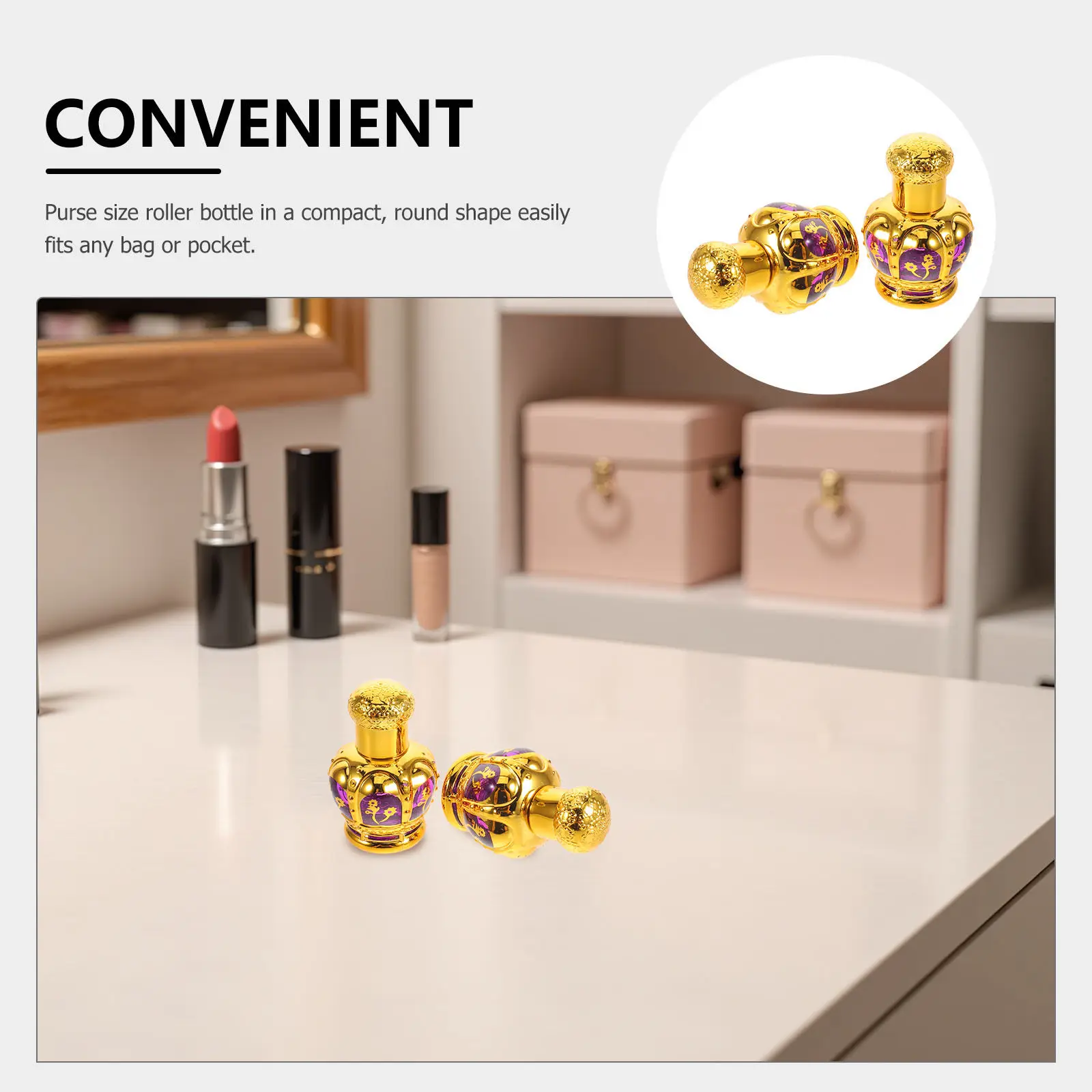 2Pcs Leakproof Glass Roll-on Bottles Mini Perfume Oil Vials Essential Oil Packaging Portable Aromatherapy Roller Container view 3