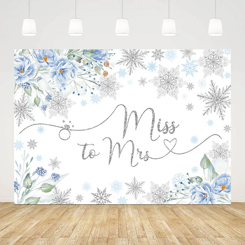 

Miss to Mrs Winter Silver Snowflake Backdrop Bridal Shower Party Decor Wedding Diamond Fall in Love Photograph Background Studio