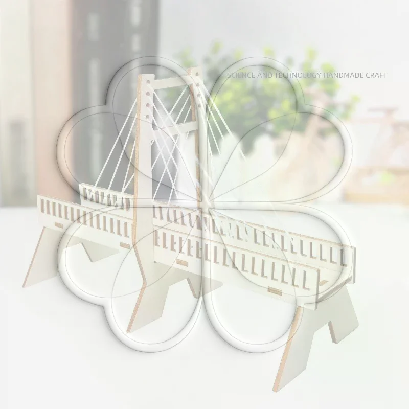 1 Set Wooden Cable-Stayed Bridge DIY Science Experiment Physical Model STEM Kit Handmade Assembly Craft Kids Educational Toy