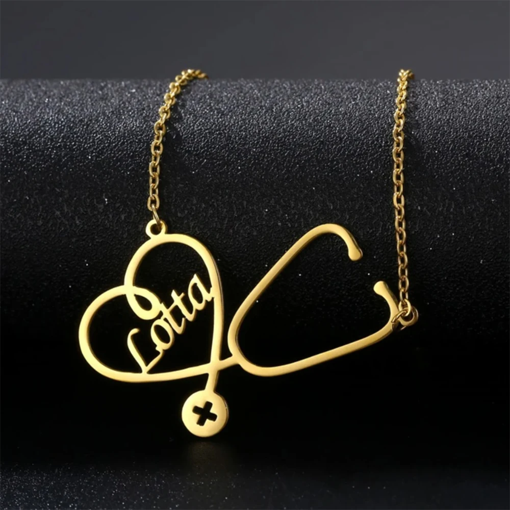 قلادة اسم سماعة الطبيب الشخصية، مجوهرات طبية مخصصة، قلادة لوحة اسم طبيب الممرضة، هدية مجوهرات نسائية #5