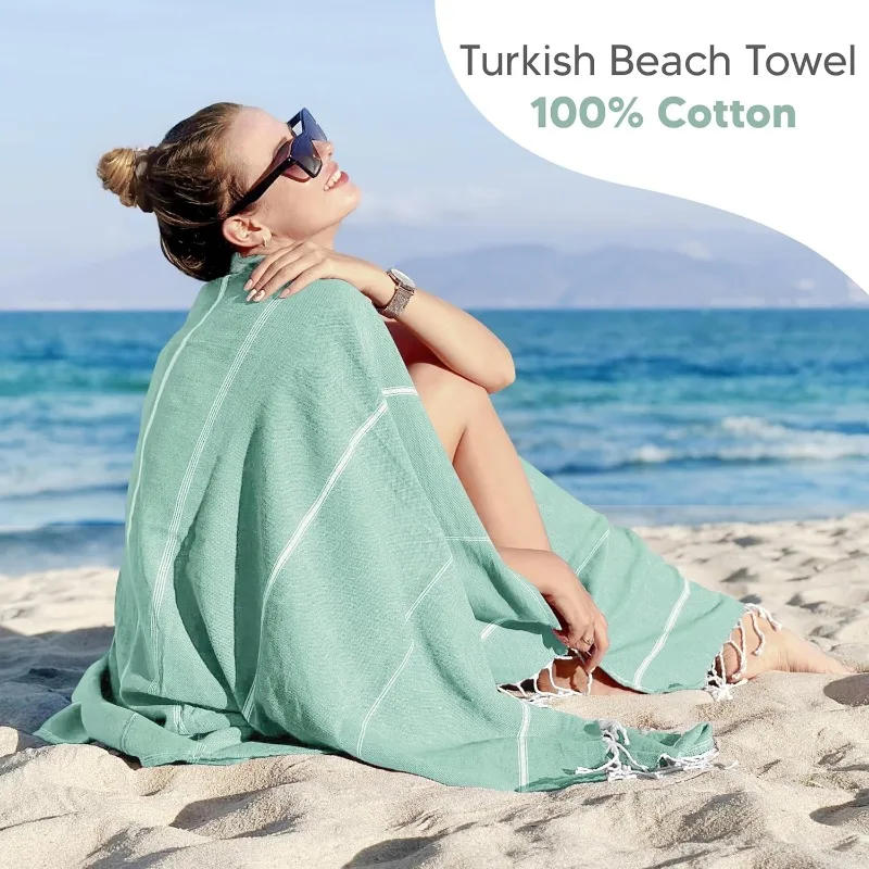 [40 Pack Turkish Beach Towel (40 x 72 Inches) - 100% Cotton Oversized Sand Free Lightweight Quick-Dry Turkish Towel